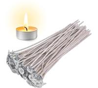 100pcs ECO 6 Wicks for Soy Candles, 6 inch Pre-Waxed Candle Wick for Candle Making,Thick Candle Wick with Base