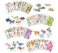 100pcs Educational 3D Cartoon Puzzle, Versatile DIY Craft Gifts 3D Animals Dinosaurs Aircraft Insects Jigsaw Puzzles for Kids Art Crafts Toys for Toddlers Boys Girls Children Birthday Gift