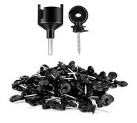 100Pcs Electric Fence Insulator Screw for Agricultural Fencing, Meadow Wood Post Accessories with Insulator Socket Tool