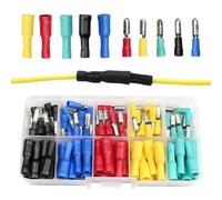 100Pcs Electrical Connectors, Insulated Male Female Bullet Wire Connectors, Quick Splice Butt Crimp Terminals, Wire Cable Connectors for Auto Audio Wiring (five-colour, Straight, Crimp Connectors)