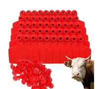 100pcs Empty Ear Tags for Livestock PE Ear Tags for Cattle, Pigs and Sheep, Easy to use and Suitable for Farm Management red 100pcs