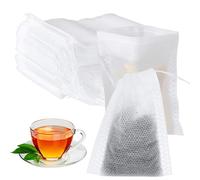 100Pcs Empty Tea Filter Bags, 7x9cm Reusable Drawstring Muslin Bags for Loose Leaf Tea Coffee Herbs and Spices Eco Friendly Infuser