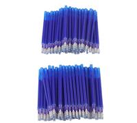 100Pcs Fabric Marker Pen Refill, Water Erasable Marking Pen Refill for Clothing Tailor Tools, Heat Disappearing at 60°C, Steel Tip for Dark and Light Leather (Blue)