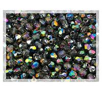 100pcs Faceted Fire Polished Pressed Czech Glass Beads 3mm (0.12in), Crystal Vitrail Medium Double Sided 00030-28137