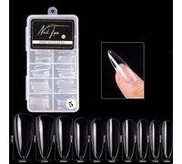 100PCS Fake Nails Tips Clear Acrylic Nail Tips Full Cover Half Cover False Nail Artificial Nails Coffin Shaped Ballerina Nails Tips for Nai