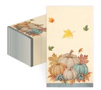 100Pcs Fall Decorative Paper Napkins, 3Ply Pumpkins Autumn Leaves Paper Napkins Disposable Thanksgiving Hand Towls for Thanksgiving Harvest Party Dinner Kitchen Bathroom Decor
