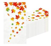100Pcs Fall Disposable Paper Decorative Guest Napkins, 4.3 × 7.9 Inch Thanksgiving Maple Leaf Hand Towel for Party Lunch Dinner Kitchen Bathroom Wedding Home Party Supplies