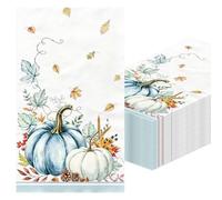 100Pcs Fall Guest Napkins, Thanksgiving Watercolor Pumpkin Paper Napkins 4.3 x 7.9Inch Disposable Vintage Pumpkin Maple Leaf Hand Towels for Party Lunch Dinner Bathroom Kitchen Decor