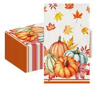 100Pcs Fall Paper Napkin,Thanksgiving Guest Napkins 4.3 x 7.9Inch