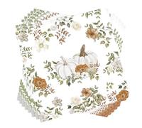 100Pcs Fall Paper Napkins Party Supplies Autumn Thanksgiving Disposable Napkins White Pumpkin Flower Napkin Tableware Set for Fall Decor Thanksgiving Party Supplies(6.5 x 6.5 Inch)