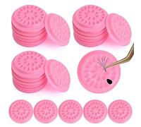 100Pcs False Lash Glue Holder, Lash Trays for Lash Extensions, Disposable Plastic False Eyelashes Glue Holder, Eyelashes Glue Holder Eyelash Extension Glue Holder Pallet Pads(Pink)