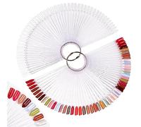 100pcs Fan-shaped Nail Swatches, Nail Color Display Sticks Pop Sticks with Metal Buckle, Clear Nail Art Tips for Nail Gel Polish Displays and Practice