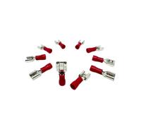 100pcs FDD1.25-250 6.35mm Red Insulated Female Electrical Brass Wire Connector Faston Cable 22-16