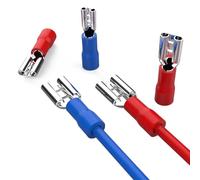 100PCS Female Quick Connect Terminals, 6.3/4.8/2.8MM Pre-Insulated Spring Loaded Crimp Connectors, Copper Plug Inserts(Red 2.8 0.5-1.5mm²)