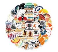 100PCS Fencing Stickers for Water Bottle,Skateboard,Laptop,Luggage,Computer,Suitcase,Scrapbook,Cartoon Trendy Fencing Sports Waterproof Vinyl Decals,Teens Girls Sticker,Aesthetic Graffiti Decals