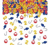 100pcs Fishing 2nd Birthday Confetti, Fishing Two Birthday Table Confetti, Fish Bobber Paper Scatters, Under The Sea Themed 2nd Anniversary Party Table Decoration
