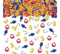 100pcs Fishing 3rd Birthday Confetti, Fishing Three Birthday Table Confetti, Fish Bobber Paper Scatters, Under The Sea Themed 3rd Anniversary Party Table Decoration
