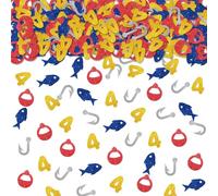100pcs Fishing 4th Birthday Confetti, Fishing Four Birthday Table Confetti, Fish Bobber Paper Scatters, Under The Sea Themed 4th Anniversary Party Table Decoration