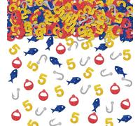100pcs Fishing 5th Birthday Confetti, Fishing Five Birthday Table Confetti, Fish Bobber Paper Scatters, Under The Sea Themed 5th Anniversary Party Table Decoration