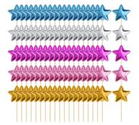 100Pcs Five-Pointed Star Insert Flag, Cake Decoration Insert Card Set, Dessert Nominal Value Enhancement Accessories, Suitable For Birthday, Christmas And Other Party Scenes.