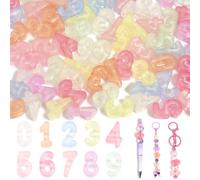 100PCS Fixed Quantity Acrylic Large Number Beads 0-9 for Jewelry Making | Glitter mixed colors,10PCS per number,Loose 3D number spacer Bead for DIY bracelet keychains paracord 2026 party decoration