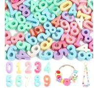 100PCS Fixed Quantity Acrylic Large Number Beads 0-9 for Jewelry Making | UV Plated mixed colors,10PCS per number,Loose 3D number bead for DIY bracelet keychains paracord 2026 party decoration