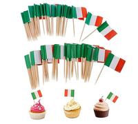 100PCS Flag Toothpicks,World Flags Cocktail Sticks,Mini Italy Flags On Sticks Food Flags Toothpick Cupcake Toppers Mini Cocktail Stick Flag Decor for Independence Day Party Bar