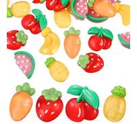 100Pcs Flatback Resin Fruit Charms Mixed Beads DIY Crafting Decorations for Jewelry Making Scrapbooking Phone Case Hair Accessories Creative