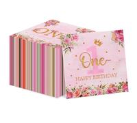 100pcs Floral 1st Birthday Napkins Floral Miss Onederful Party Paper Luncheon Napkins Set for Girls First Birthday Party Decorations Little Miss Onederful 1st Birthday Supplies