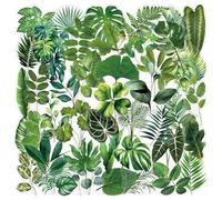 100Pcs Floral Sticker Adhesive PET Sticker, Green Leaves