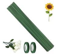 100pcs Floral Wire Stems,Flower Stems Green Floral Bouquet Craft Wire Florist Decorative Flexible Wire For Flower Stub Handmade DIY Craft Corsages Decoration with Tapes