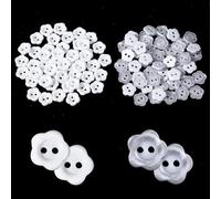 100PCS Flower Buttons for Sewing, 2 Colors 0.44 inch White Translucent White Resin Buttons for Clothes Decorations Replacement Sewing Blouse Shirt DIY Scrapbooking Cute Button for Baby Knitting