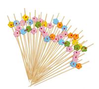 100PCS Flower Cocktail Sticks, 4.7 Inch Multicolor Toothpicks Bamboo Burger Sticks Cocktail Skewers Food Fruit Sticks for Drinks Sandwiches Desserts Summer Spring Party Decorations