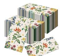 100Pcs Flower Paper Napkins 20x11cm Retro Floral Guest Napkin Reusable Blossom Hand Towel Decorative Party Dessert Dinner Napkins Absorbent Vintage Watercolor Flower Print Napkins for Party
