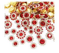 100PCS Flower Sew On Rhinestones Shiny Crystals Trim Glass Stones Beads Button Crafts Sewing Accessories(Siam,Mix Size)
