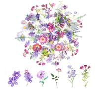 100Pcs Flower Stickers for Scrapbooking, Transparent Lavender Floral Stickers Set for Scrapbook Supplies,Craft, Card, Laptop, (50 Styles)(Lavender Series,2-4 inch) (Purple Theme)
