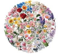 100Pcs Flower Stickers, PET Waterproof Self-Adhesive Floral, Transparent Elegant Plants Stickers for Journaling, Scrapbooking, Craft, Envelopes, Card, Laptop