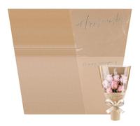 100pcs Flower Wrapping Bags with “Happy Everyday” Print 11 x 17 Inch Kraft Paper Bouquet Sleeves Clear Floral Wrapping Paper for Florist Bouquet Packaging Wedding Gift Supplies