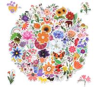 100pcs Flowers Stickers, 100 Patterns Waterproof Floral Stickers Cute Flower Plant Stickers Nature Stickers for Water Bottle Laptop Crafts Scrapbooking Journaling