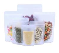 100Pcs Food Bags - Resealable Stand Up Zip Lock Bags, Clear Frosted Plastic, Sweet Pouches with Tear Notch, Thicken Sealable Food Storage Baggies (10x15cm - 100pcs)
