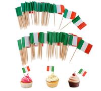 100Pcs Food Flags Toothpick, Italy Flags Cake Toppers Mini Fruit Cocktail Stick Flag Toothpick Flags for Party Food Cheese Label Party Supplies Pub BBQ Decor