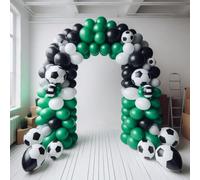 100pcs Football Balloons Arch Kit Green and Black Balloon Arch Soccer Party Balloons for Boys Birthday Football Games Baby Shower Party Decoration
