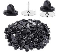 100Pcs for Butterfly Clutch PVC Pin Backs Tie Lapel Pin Backing Holder Clasp for Brooch Hat Badge Black Tacks Pins with Clutch Back