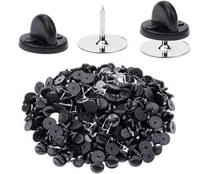 100Pcs for Butterfly Clutch PVC Pin Backs Tie Lapel Pin Backing Holder Clasp for Brooch Hat Badge Black Tacks Pins with Clutch Back