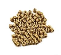 100pcs For M3 Brass Threaded Insert Nuts Self-clinching Knurled Heat Set For 3d Printer For Pla Abs Plastic Injection Molding Hardware Gold Finish Packaged In Box(M3*4 * 5)