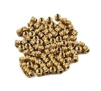 100pcs For M3 Brass Threaded Insert Nuts Self-clinching Knurled Heat Set For 3d Printer For Pla Abs Plastic Injection Molding Hardware Gold Finish Packaged In Box(M3*6 * 5)