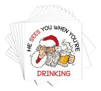 100Pcs Funny Christmas Napkins Santa Paper Napkins Holiday Cute Disposable He Sees You When You're Drinking Napkins Dinner Dessert Napkins Supplies for Xmas Birthday Party Decorations