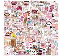 100Pcs Funny Coffee Stickers Pack for Laptop Luggage Scrapbooking Skateboard Guitar Water Bottle, Gift for Teens Kids Girls