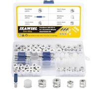 100PCS Furniture Cam Lock Nut Set, Connecting Bolts with Eccentric Cam Nuts and Cross Dowel Nuts, Zinc Alloy Furniture Connector Kit for Cabinet Drawer Wardrobe Repair with Case