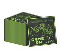 100Pcs Game On Napkins, Disposable Level Up Napkins, Gaming Paper Party Napkins, Game Party Napkins for for Boys Game On Birthday Party Supplies, 33 x 33cm